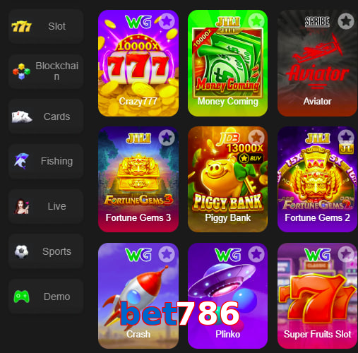 Main screen of Bet786 game page for PK players
