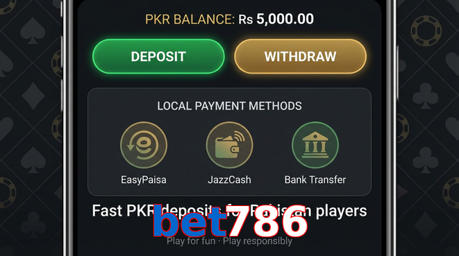 Deposit and withdrawal screen with PKR methods